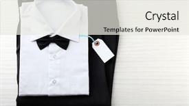  Presentation with trousers - PPT layouts with instructional materials - price tag on white shirt background and a sky blue colored foreground