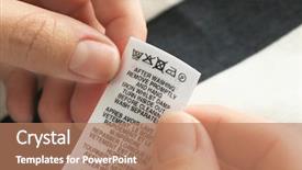  Presentation with instruction - Beautiful PPT layouts featuring instructional materials - woman reading instruction on clothing backdrop and a coral colored foreground