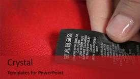  Presentation with instruction - Presentation theme featuring instructional materials - woman reading instruction on clothing background and a crimson colored foreground