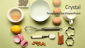  Presentation with cooking utensils - PPT layouts consisting of instructional tool - food ingredients and kitchen utensils background and a soft green colored foreground