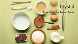  Presentation with cooking utensils - Audience pleasing PPT theme consisting of instructional tool - food ingredients and kitchen utensils backdrop and a blonde colored foreground