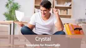  Presentation with home - Cool new presentation theme with instructional tool - man assembling shelf at home backdrop and a  colored foreground