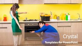  Presentation with repair - Cool new presentation theme with instructional tool - woman with contractor at kitchen backdrop and a coral colored foreground