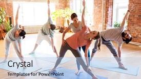  Presentation with healthy lifestyle - Amazing PPT theme having instructor - fitness sport and healthy lifestyle backdrop and a light blue colored foreground