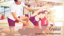  Presentation with crossfit fitness trx training exercises - Colorful slide deck enhanced with instructor - fitness sport training gym backdrop and a lemonade colored foreground