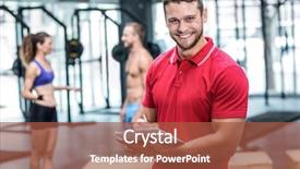  Presentation with trainer - Colorful presentation theme enhanced with instructor - portrait of a muscular trainer backdrop and a red colored foreground