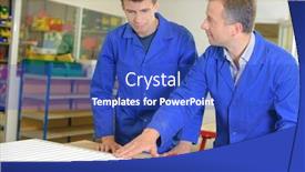  Presentation with apprentice - Amazing presentation theme having instructor and apprentice looking at radiator backdrop and a cobalt blue colored foreground