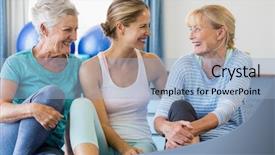  Presentation with studio - Colorful PPT theme enhanced with instructor and senior women sitting backdrop and a  colored foreground