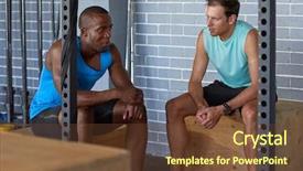  Presentation with personal training - Presentation theme consisting of instructor discussing training plan program background and a tawny brown colored foreground