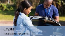  Presentation with driving - Cool new slide set with instructor doing pre driving inspection backdrop and a teal colored foreground