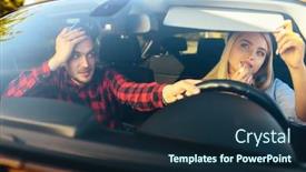  Presentation with car - Presentation enhanced with instructor-drives-car-while-woman background and a navy blue colored foreground