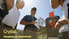  Presentation with database diagram - Slide deck with instructor holding clipboard with target background and a  colored foreground