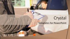  Presentation with exam results - PPT theme enhanced with instructor in driving school writing background and a lemonade colored foreground