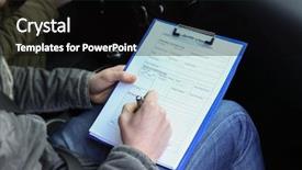  Presentation with school rules and regulation - Colorful presentation design enhanced with instructor of driving school giving backdrop and a black colored foreground