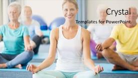  Presentation with seniors - Beautiful slide set featuring instructor performing yoga with seniors backdrop and a  colored foreground