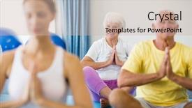  Presentation with physical activity seniors active senior - Slide deck with instructor performing yoga with seniors background and a  colored foreground