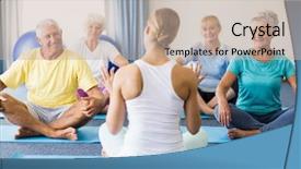  Presentation with physical activity seniors active senior - Presentation theme consisting of instructor performing yoga with seniors background and a  colored foreground