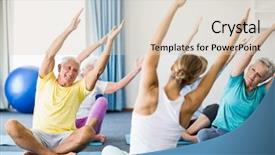  Presentation with physical activity seniors active senior - Slide set having instructor performing yoga with seniors background and a lemonade colored foreground