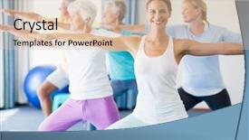  Presentation with physical activity seniors active senior - Theme with instructor performing yoga with seniors background and a  colored foreground