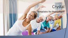 Presentation with seniors - Cool new slide deck with instructor performing yoga with seniors backdrop and a  colored foreground