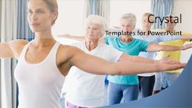  Presentation with seniors - Cool new theme with instructor performing yoga with seniors backdrop and a  colored foreground