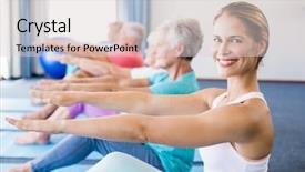  Presentation with physical activity seniors active senior - Cool new PPT layouts with instructor performing yoga with seniors backdrop and a  colored foreground