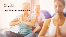  Presentation with seniors - Cool new PPT layouts with instructor performing yoga with seniors backdrop and a lemonade colored foreground