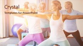  Presentation with seniors - Amazing theme having instructor performing yoga with seniors backdrop and a lemonade colored foreground