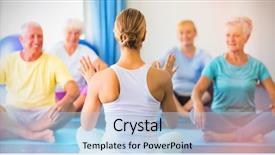  Presentation with seniors - Beautiful slide set featuring instructor performing yoga with seniors backdrop and a  colored foreground