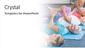  Presentation with seniors - Cool new presentation theme with instructor performing yoga with seniors backdrop and a  colored foreground