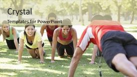  Presentation with boot camp - Cool new PPT layouts with instructor running fitness boot camp backdrop and a soft green colored foreground