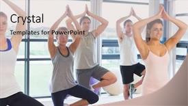  Presentation with exercise class - Slide set with locksmith man fix the bathroom background and a tawny brown colored foreground