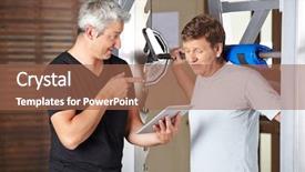  Presentation with lifting weights - Cool new slide deck with instructor using tablet computer train backdrop and a coral colored foreground