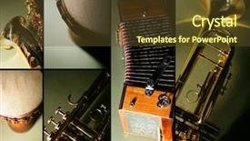  Presentation with music instrument - PPT layouts having instrument mosaic background and a tawny brown colored foreground