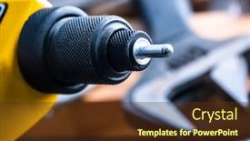  Presentation with instrument - Cool new slides with instrument-riveter-with-rivet-close backdrop and a tawny brown colored foreground