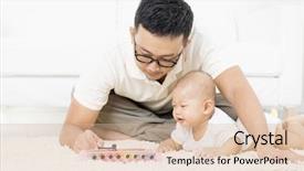  Presentation with asian music - Slide deck with father and baby playing music background and a lemonade colored foreground