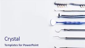  Presentation with dentistry - Beautiful PPT theme featuring instrumentals - dentistry instruments on white background backdrop and a sky blue colored foreground