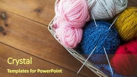  Presentation with handicraft - Slide set featuring homemade instruments - handicraft and needlework concept background and a tawny brown colored foreground