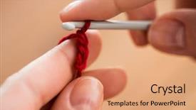  Presentation with crochet - Amazing slides having homemade instruments - people and needlework concept backdrop and a  colored foreground