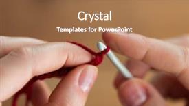  Presentation with crochet - Theme consisting of homemade instruments - people and needlework concept background and a coral colored foreground