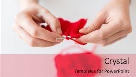  Presentation with needles - Cool new presentation theme with homemade instruments - people and needlework concept backdrop and a coral colored foreground