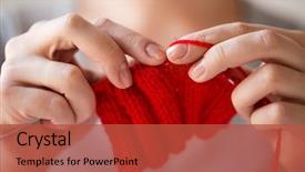  Presentation with yarn - Cool new presentation theme with homemade instruments - people and needlework concept backdrop and a red colored foreground