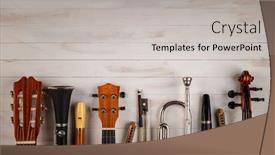  Presentation with wooden - Presentation design having instruments-in-white-wooden-background background and a light gray colored foreground