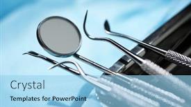  Presentation with dentist - Amazing slides having instruments-used-by-the-dentist backdrop and a light blue colored foreground