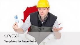  Presentation with torn-paper - Slide deck enhanced with insufficiency - workers coming out of torn background and a  colored foreground