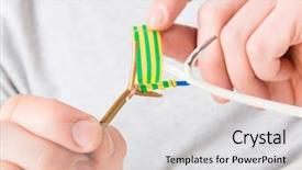  Presentation with connecting - Slide deck having insulating two copper wire background and a light gray colored foreground