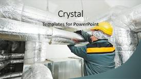  Presentation with thermal insulation - Amazing presentation theme having insulation worker isolating industrial pipe backdrop and a light gray colored foreground