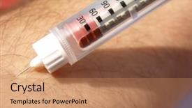  Presentation with insulin - PPT theme with insulin injection background and a coral colored foreground