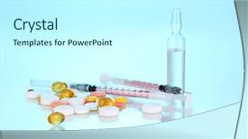  Presentation with insulin - Slide deck enhanced with insulin syringes with medical ampoules background and a white colored foreground