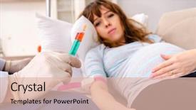  Presentation with doctor visiting family a new born - Audience pleasing slide set consisting of insulin therapy - young handsome doctor visiting pregnant backdrop and a  colored foreground